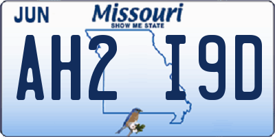 MO license plate AH2I9D