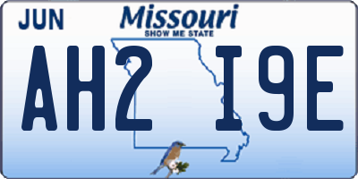 MO license plate AH2I9E