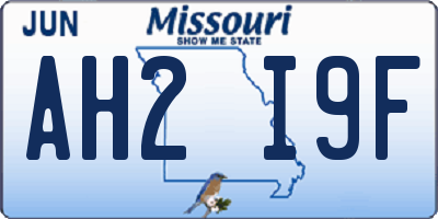 MO license plate AH2I9F