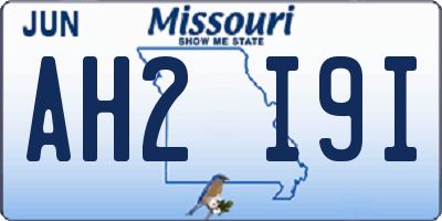 MO license plate AH2I9I