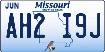 MO license plate AH2I9J