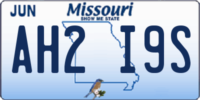 MO license plate AH2I9S