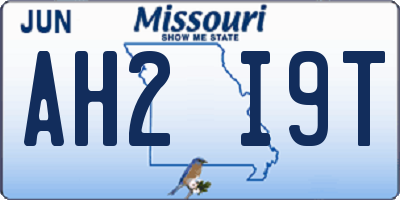 MO license plate AH2I9T