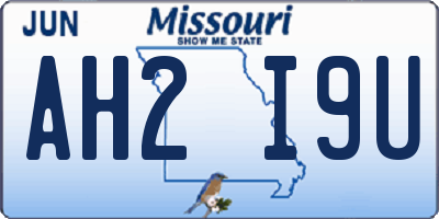 MO license plate AH2I9U