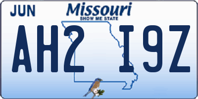 MO license plate AH2I9Z