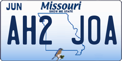MO license plate AH2J0A