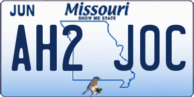 MO license plate AH2J0C