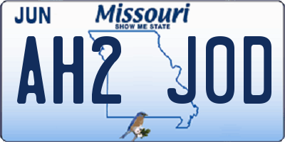 MO license plate AH2J0D