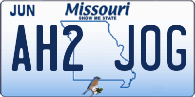 MO license plate AH2J0G