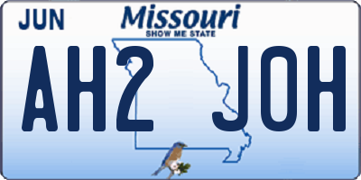 MO license plate AH2J0H