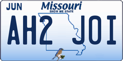 MO license plate AH2J0I