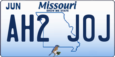 MO license plate AH2J0J