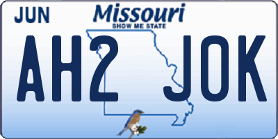 MO license plate AH2J0K