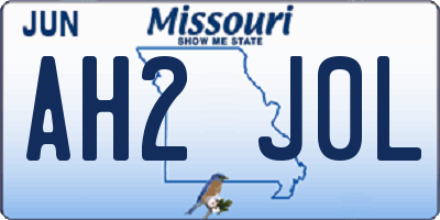 MO license plate AH2J0L