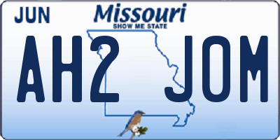 MO license plate AH2J0M