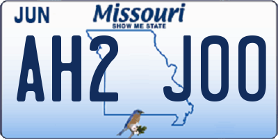 MO license plate AH2J0O