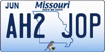 MO license plate AH2J0P