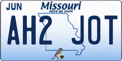 MO license plate AH2J0T