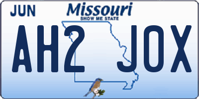 MO license plate AH2J0X