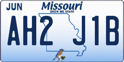 MO license plate AH2J1B