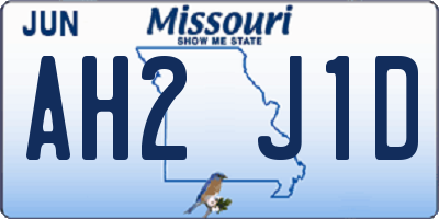 MO license plate AH2J1D