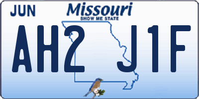 MO license plate AH2J1F