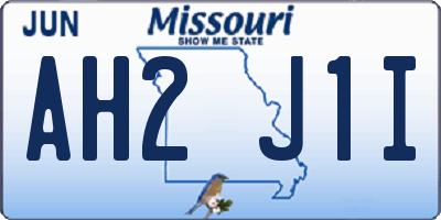 MO license plate AH2J1I