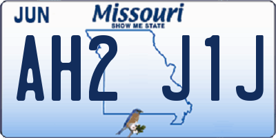 MO license plate AH2J1J
