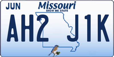 MO license plate AH2J1K