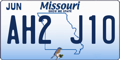 MO license plate AH2J1O