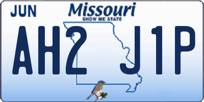 MO license plate AH2J1P