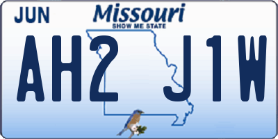 MO license plate AH2J1W