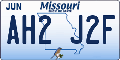 MO license plate AH2J2F