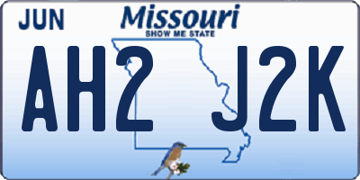 MO license plate AH2J2K
