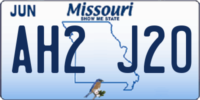 MO license plate AH2J2O