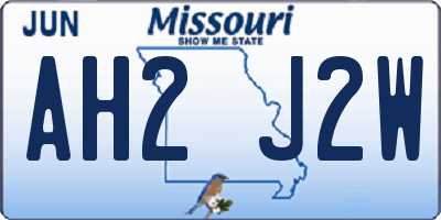 MO license plate AH2J2W