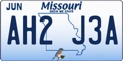 MO license plate AH2J3A