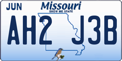 MO license plate AH2J3B