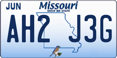 MO license plate AH2J3G