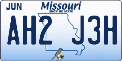 MO license plate AH2J3H