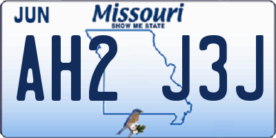 MO license plate AH2J3J
