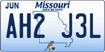 MO license plate AH2J3L