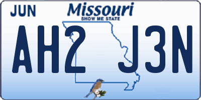 MO license plate AH2J3N