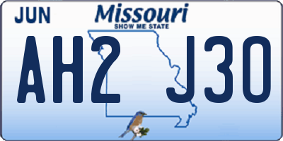 MO license plate AH2J3O