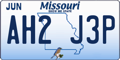 MO license plate AH2J3P