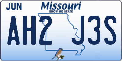 MO license plate AH2J3S