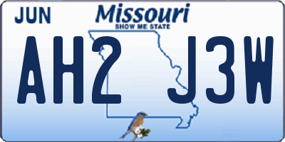 MO license plate AH2J3W