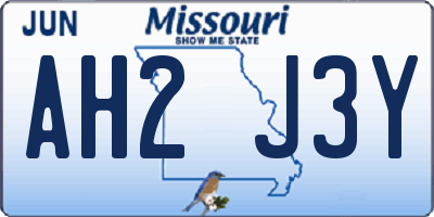 MO license plate AH2J3Y