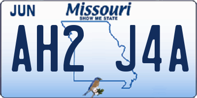 MO license plate AH2J4A