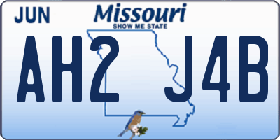 MO license plate AH2J4B